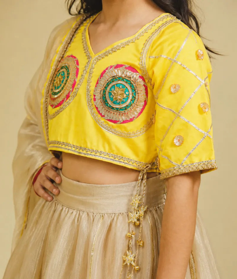 Luxe Yellow Aangi Choli with Lehenga Set fayon_teens