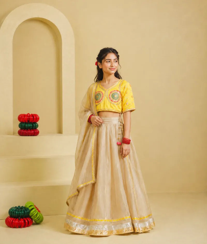 Luxe Yellow Aangi Choli with Lehenga Set fayon_teens