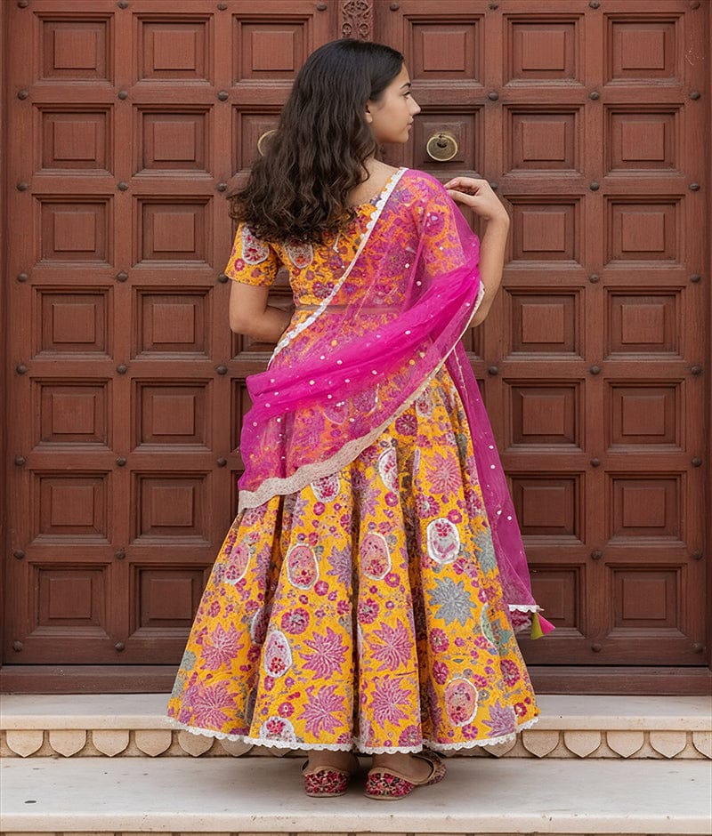 Luxe Yellow Embroidered Lehenga Choli