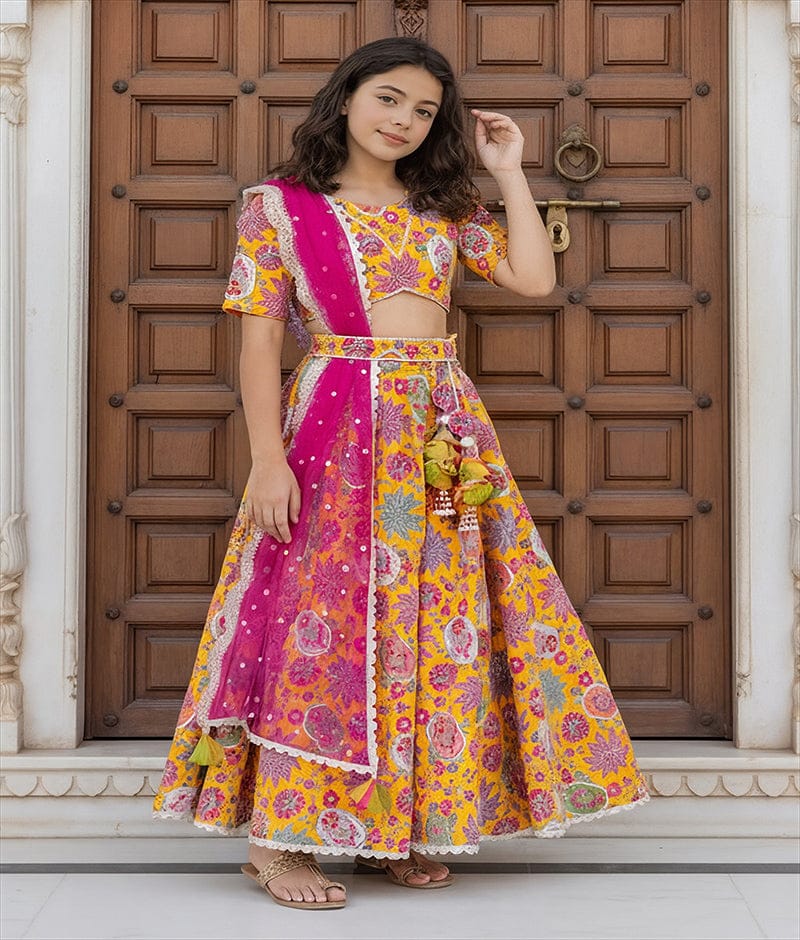 Luxe Yellow Embroidered Lehenga Choli
