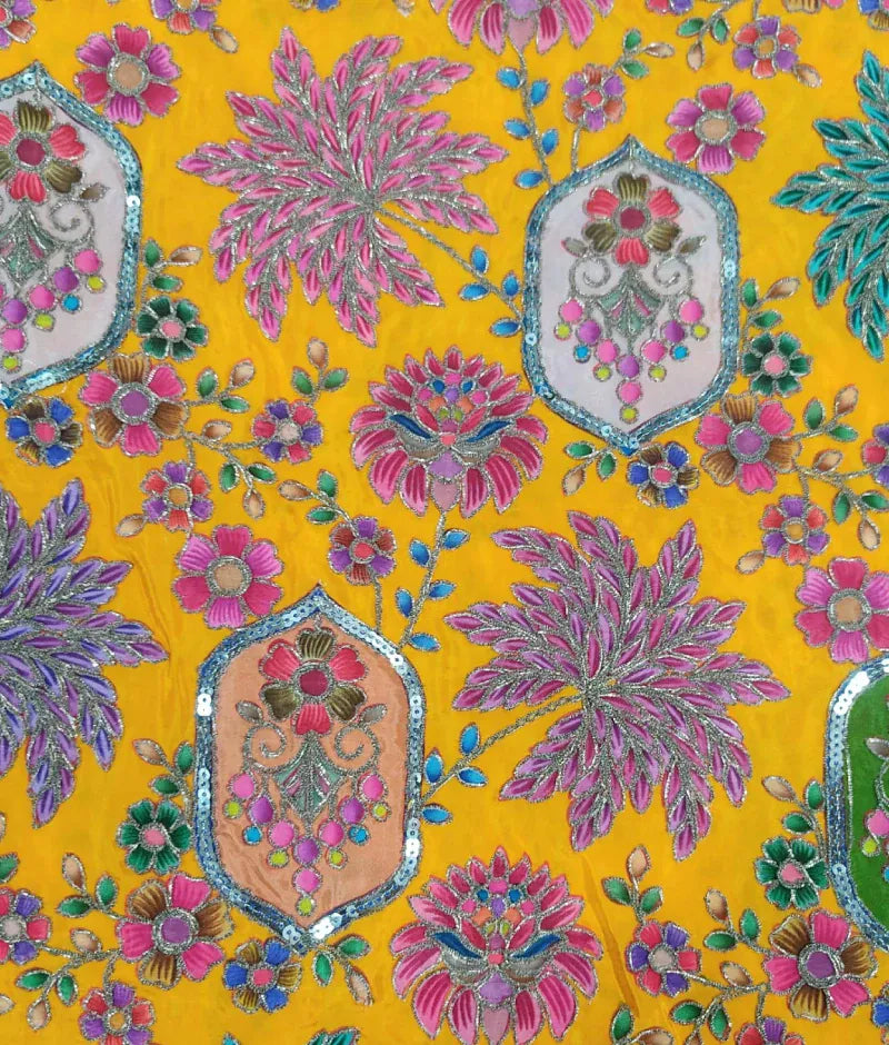 Luxe Yellow Embroidered Lehenga Choli