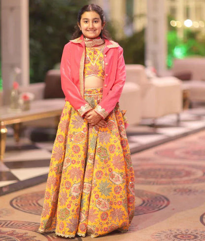 Luxe Yellow Embroidered Lehenga Choli with Jacket