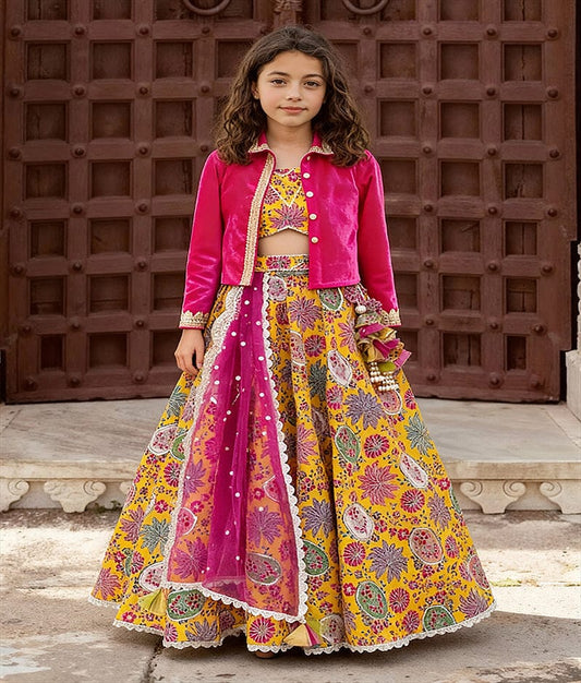 Luxe Yellow Embroidered Lehenga Choli with Jacket
