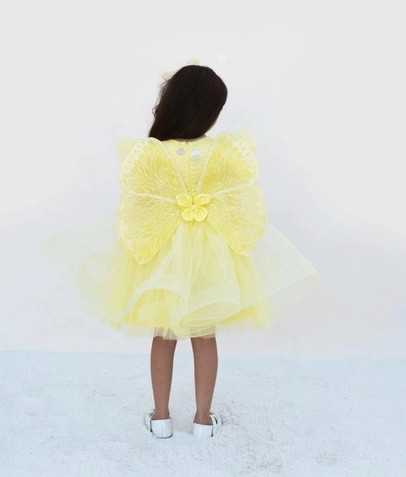 Luxe Yellow Embroidered Party Frock