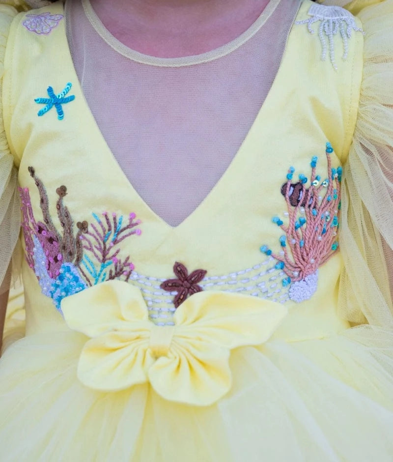 Luxe Yellow Embroidered Party Frock