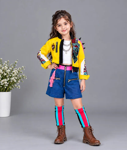 Yellow Lycra Jacket Set - Luxe Yellow Lycra Jacket Set