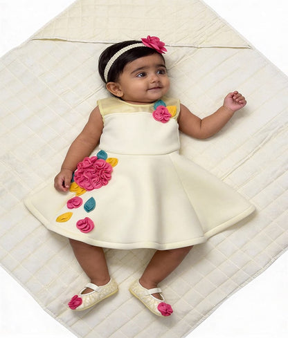 Luxe Yellow Lycra Jamna Set for Girls