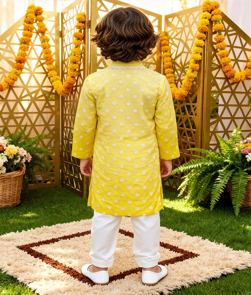 Luxe Yellow Ombre Embroidered Kurta Salwar