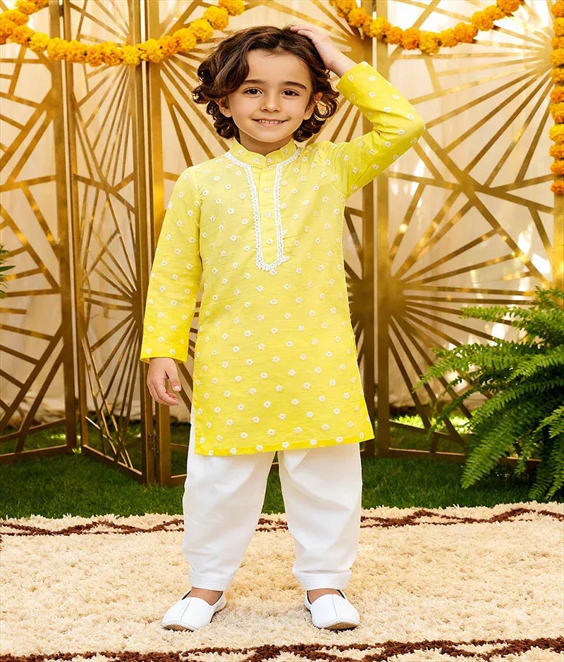 Luxe Yellow Ombre Embroidered Kurta Salwar