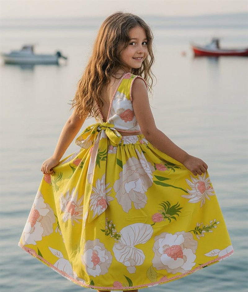 Luxe Yellow Printed Top with Lehenga