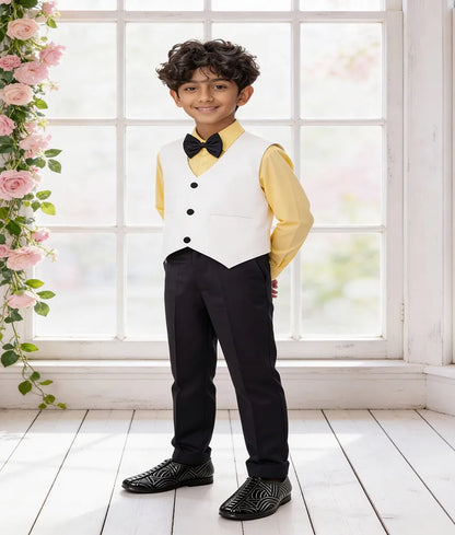 Luxe Yellow Shirt with Waist Coat and Pant