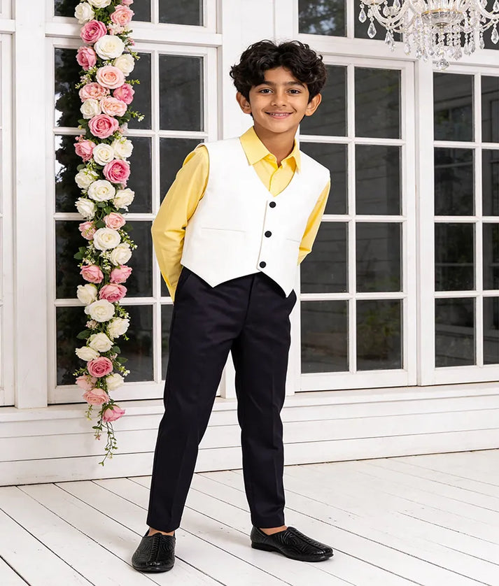 Luxe Yellow Shirt with Waist Coat and Pant