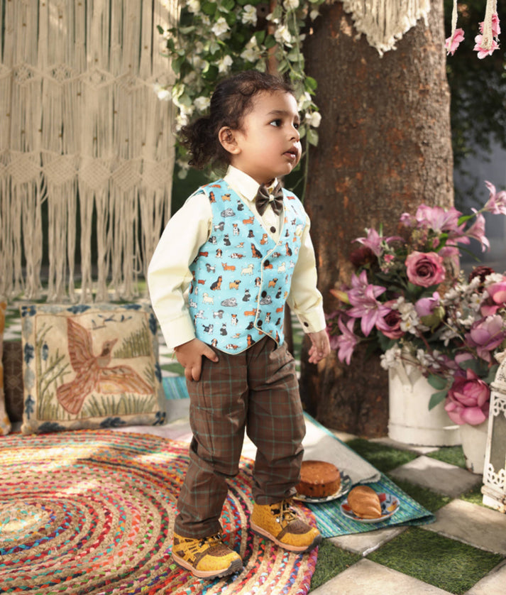 Animal Print Waistcoat Set