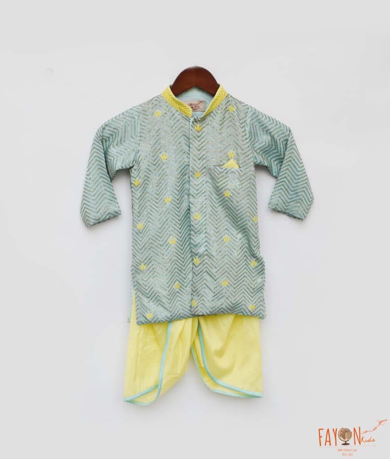 Manufactured by FAYON KIDS (Noida, U.P) Aqua Blue Kurta with Dhoti for Boys