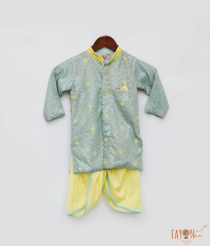 Aqua Blue Kurta with Dhoti for Boys