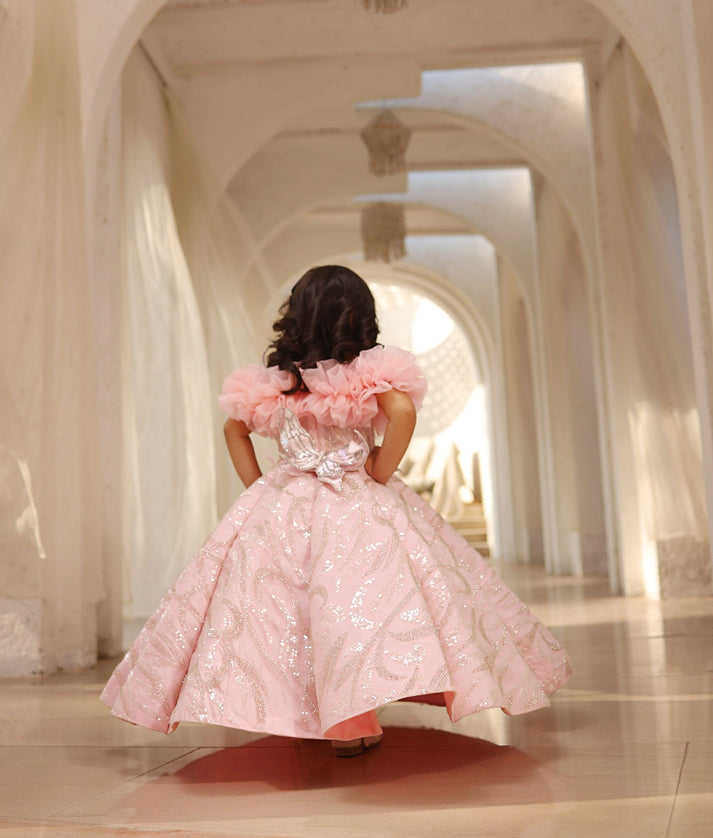 Baby Pink Cut Dana Embroidered Gown for Girls – FayonKids