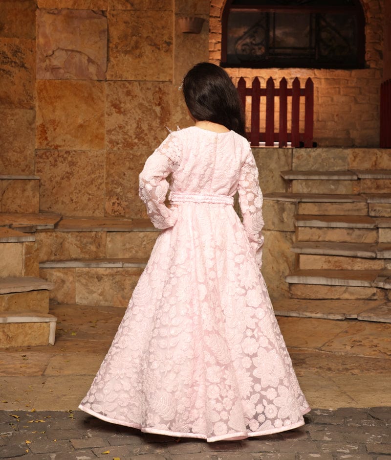 Manufactured by FAYON KIDS (Noida, U.P) Baby Pink Embroidered Anarkali for Girls