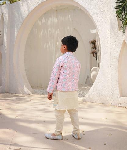 Manufactured by FAYON KIDS (Noida, U.P) Baby Pink Embroidery Jacket with Kurta and Pant