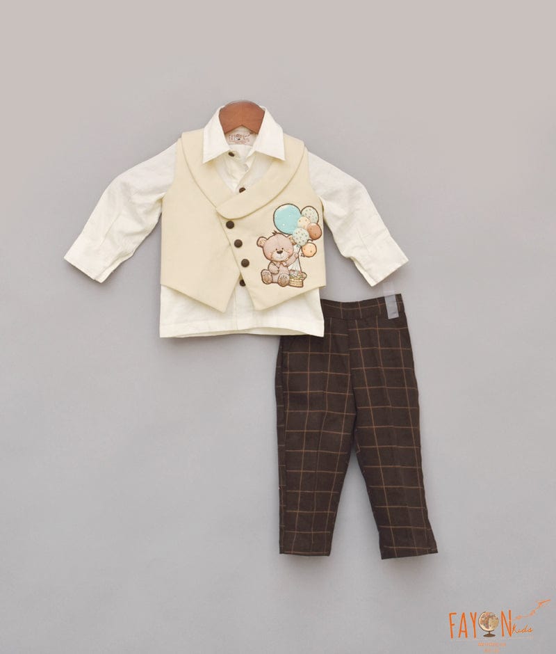 Manufactured by FAYON KIDS (Noida, U.P) Beige Waist Coat Set for Boys