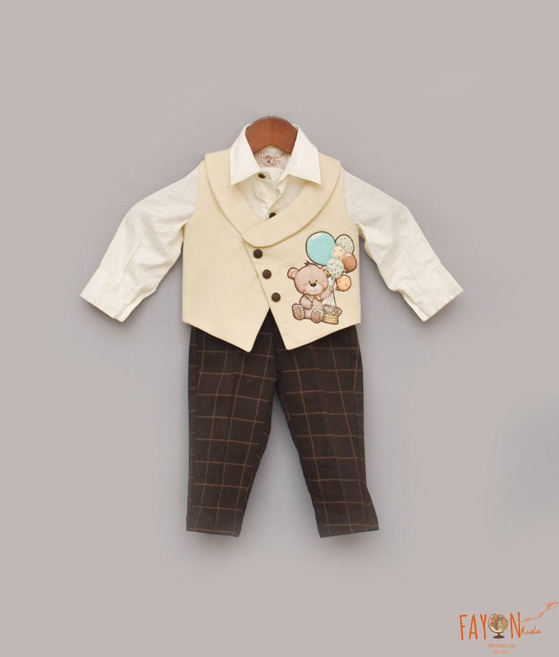 Manufactured by FAYON KIDS (Noida, U.P) Beige Waist Coat Set for Boys