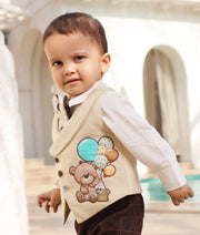 Beige Waistcoat Set for Boys