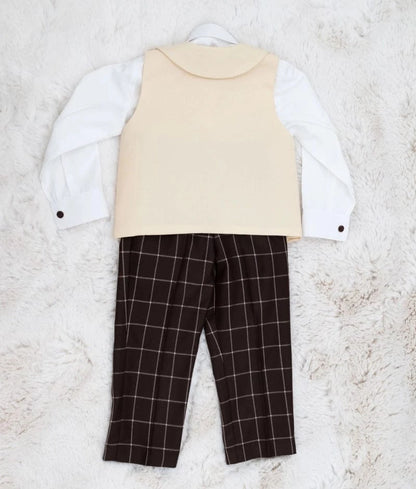 Manufactured by FAYON KIDS (Noida, U.P) Beige Waistcoat with Custom Initials & Spidey Vibes!