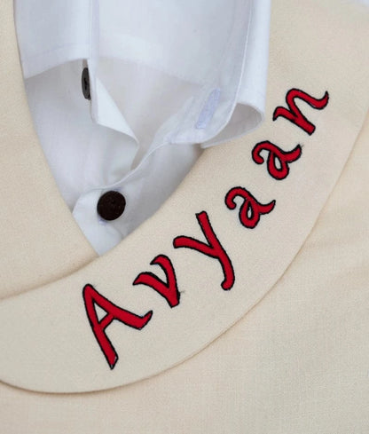 Manufactured by FAYON KIDS (Noida, U.P) Beige Waistcoat with Custom Initials & Spidey Vibes!