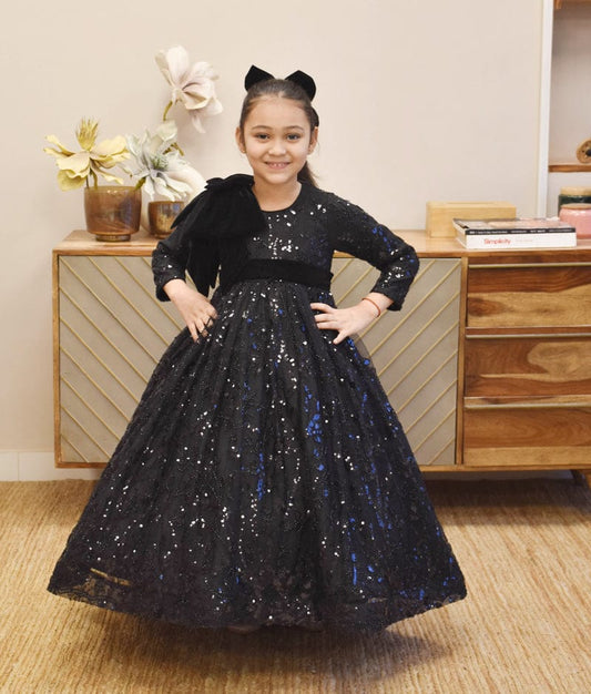 Manufactured by FAYON KIDS (Noida, U.P) Black Cut Dana Embroidered Gown