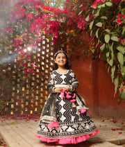 Manufactured by FAYON KIDS (Noida, U.P) Black Gota Embroidered Anarkali