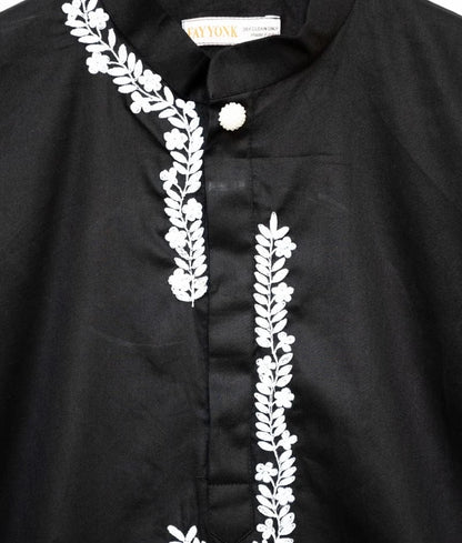 Manufactured by FAYON KIDS (Noida, U.P) Black Kurta with Dori Embroidery and Pant for Boys