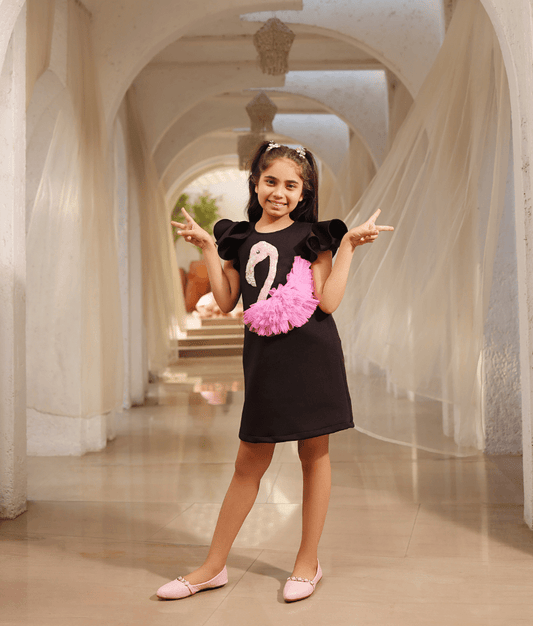 Manufactured by FAYON KIDS (Noida, U.P) Black Neoprene Dress for Girls