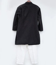 Manufactured by FAYON KIDS (Noida, U.P) Black Self Brocade Sherwani with White Pant