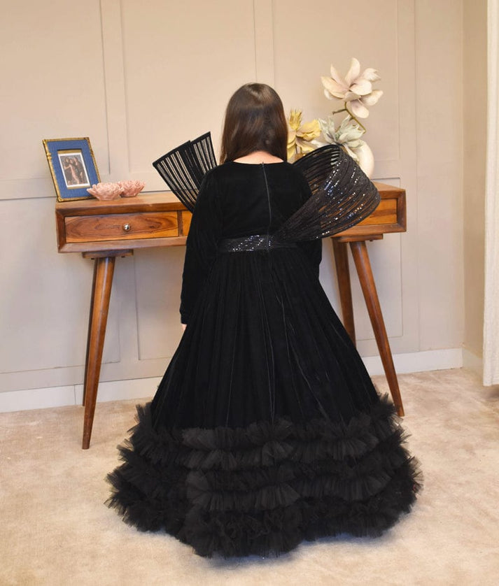 Black Sequence and Velvet Gown for Girls1