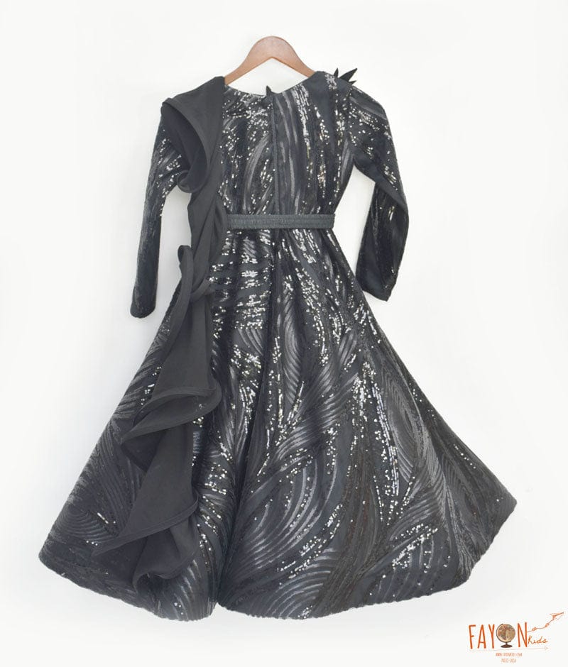 Manufactured by FAYON KIDS (Noida, U.P) Black Sequence Gown for Girls