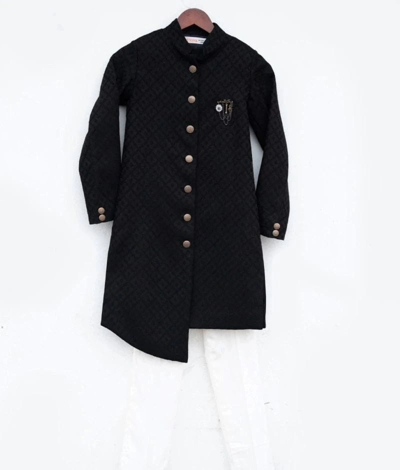 Manufactured by FAYON KIDS (Noida, U.P) Black Sherwani with White Pant