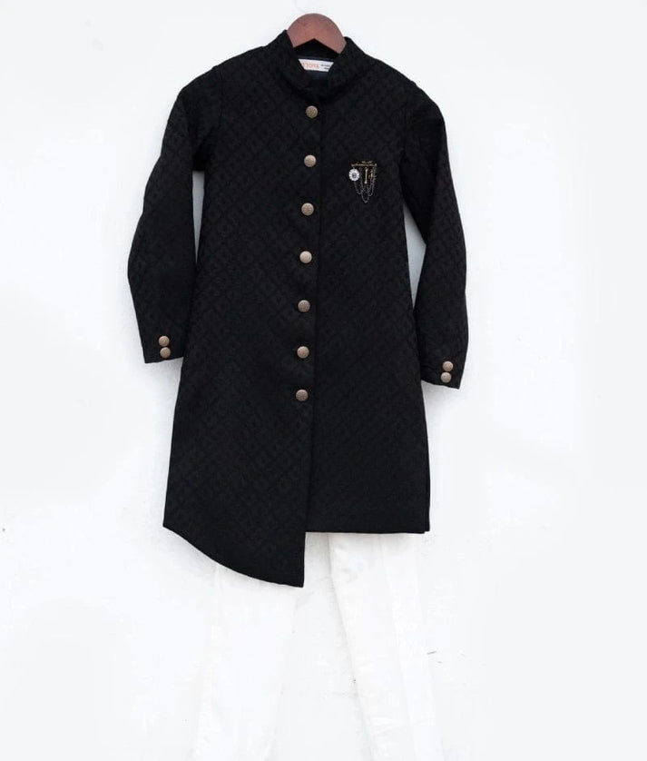 Manufactured by FAYON KIDS (Noida, U.P) Black Sherwani with White Pant