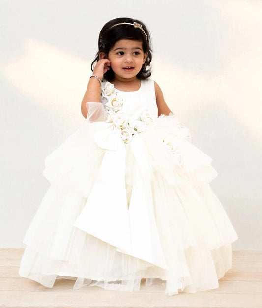 Manufactured by FAYON KIDS (Noida, U.P) Bloom & Bow Off-White Gown