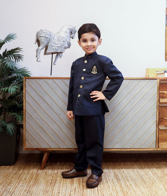 Manufactured by FAYON KIDS (Noida, U.P) Blue Bandgala with Black Pant