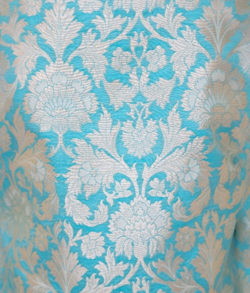 Blue Brocade Jacket with Kurta and Pant