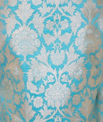 Blue Brocade Jacket with Kurta and Pant