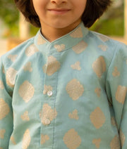 Manufactured by FAYON KIDS (Noida, U.P) Blue Brocade Kurta with Pant set