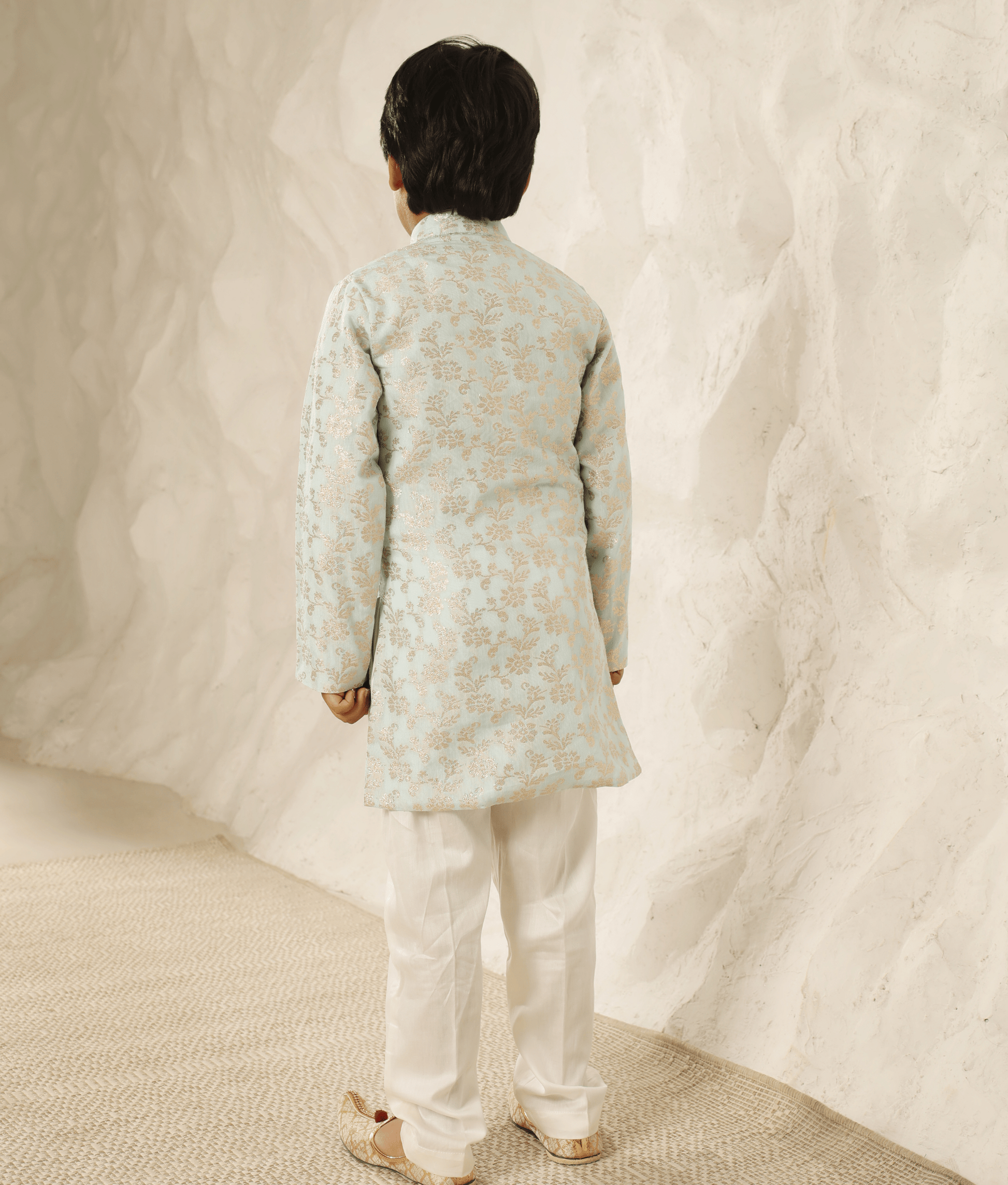 Manufactured by FAYON KIDS (Noida, U.P) Blue Chanderi Kurta with Pant for Boys