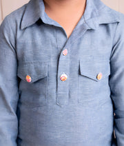 Manufactured by FAYON KIDS (Noida, U.P) Blue Denim Kurta with Denim Pant