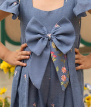 Manufactured by FAYON KIDS (Noida, U.P) Blue Embroidered Denim Jumpsuit