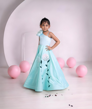 Manufactured by FAYON KIDS (Noida, U.P) Blue Embroidered Gown for Girls