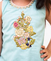 Manufactured by FAYON KIDS (Noida, U.P) Blue Embroidered Kurti Sharara Set