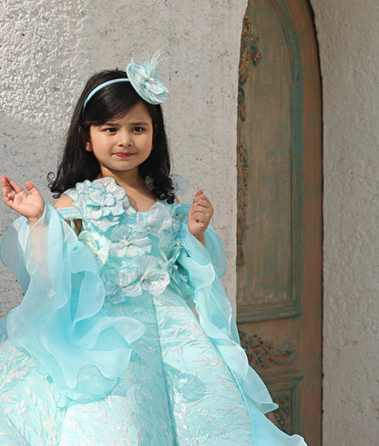 Manufactured by FAYON KIDS (Noida, U.P) Blue Embroidery Gown