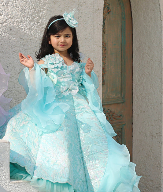 Manufactured by FAYON KIDS (Noida, U.P) Blue Embroidery Gown