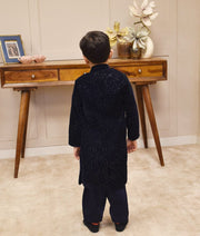 Manufactured by FAYON KIDS (Noida, U.P) Blue Embroidery Jacket with Kurta and Salwar