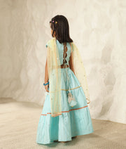 Manufactured by FAYON KIDS (Noida, U.P) Blue Faux Mukaish work Top and Skirt